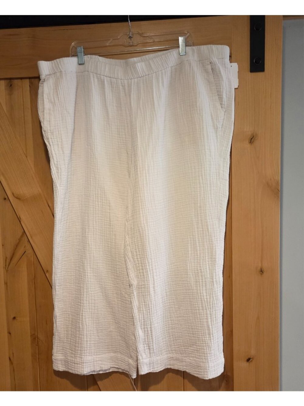 J. Jill Size 3X White Gauze Cotton Wide Leg Comfy Casual Pants  Crop 44x24"